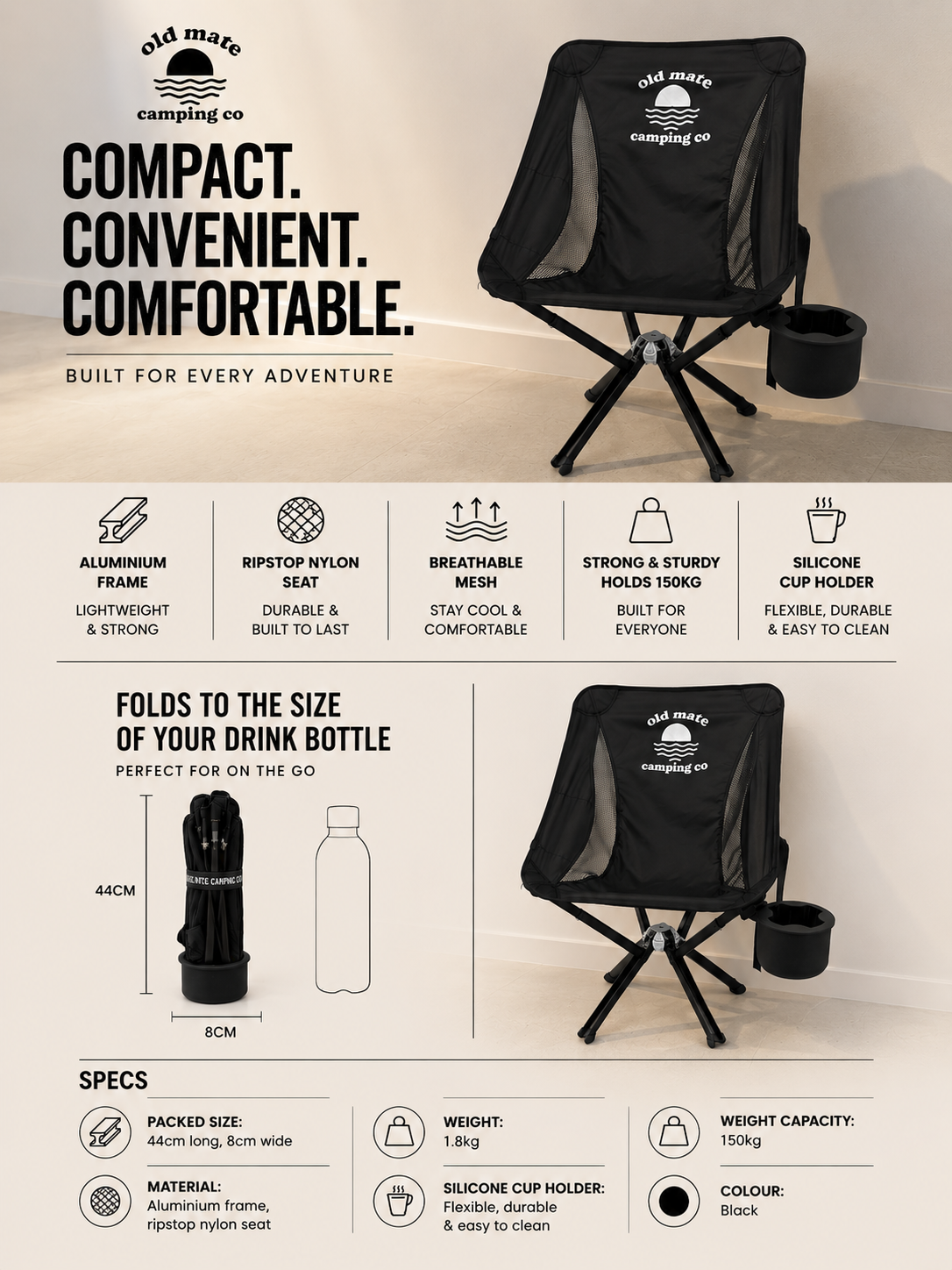 The Old Mate Original Compact Camping Chair